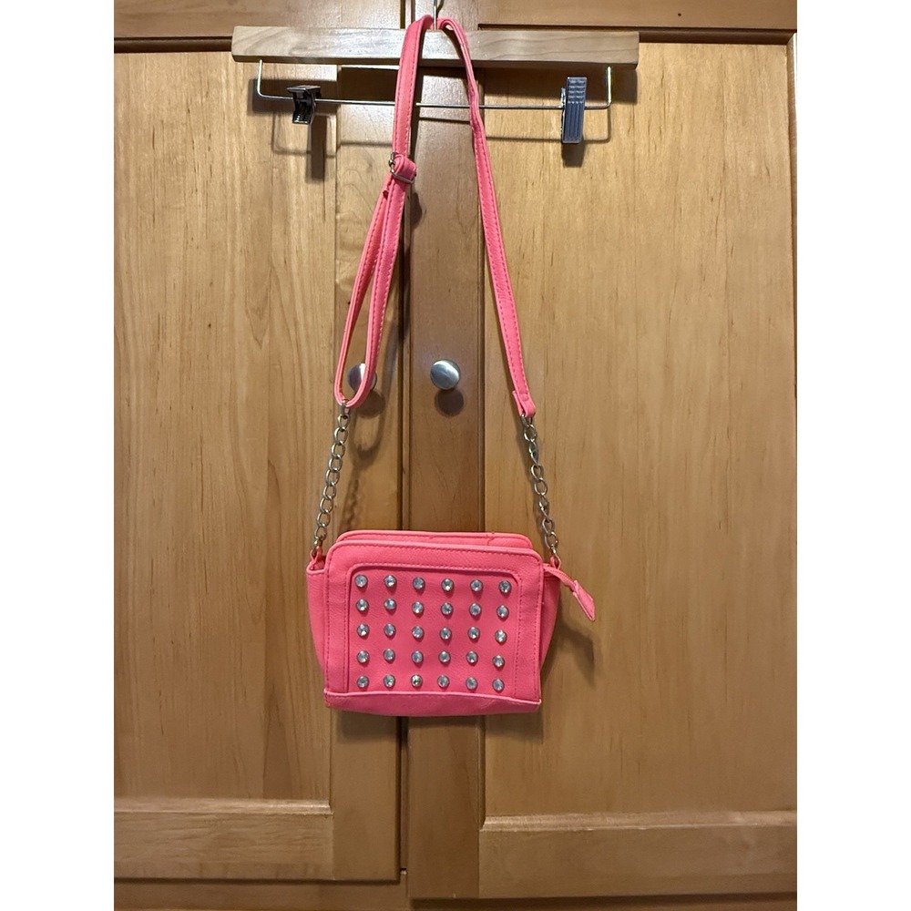 Justice Purse NEON HOT PINK! Bedazzled BLING Shoulder Bag Crossbody Girls